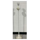 White Painted Floor Lamp with Floral Glass Globe and Marble Base...needs to be rewired/does not work