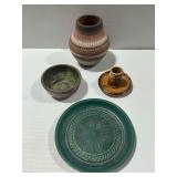 4-Piece Pottery Lot Including Bonnie Watchman Vase