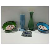 Pottery Group with Red Wing and Fiesta Vases