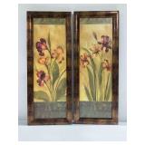 Pair of Framed Floral Prints with Distressed Finish Frames