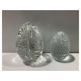 (2) Cut Crystal Egg Paperweights