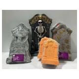 7-Piece Halloween Tombstone and Skeleton Decor