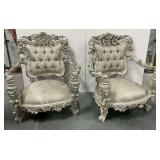 (2) Ornately Carved Wooden Armchairs...see description and photos