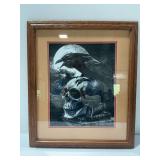 Framed Halloween Raven and Skull Print