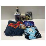 (4) Pop Culture Action Figures and (4) T-Shirts