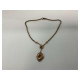 Antique Victorian Pendant Necklace with Ornate Filigree Droplet