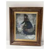 Framed Witch on Bicycle Print