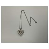 Sterling Silver Heart Pendant Necklace with White and Yellow Stones