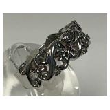 Sterling Silver Diamond Scroll Ring, Size 6.75