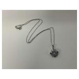 Sterling Silver Pendant Necklace with Clear and Purple Stones