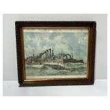 Framed 1898 Naval Print with G. A. Coffin Signature
