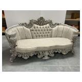 Carved Wooden Sofa with Upholstery...see description and photos/some damage