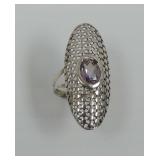 925 Silver Oval Tourmaline Ring Size 8
