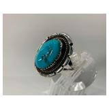 Navajo Sterling Silver Turquoise Ring, Size 7