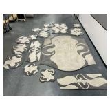 Rug Set with Abstract Pattern in Gray and Cream...rugs need cleaning