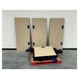Disassembled Office Desks with Metal Frames and Hardware