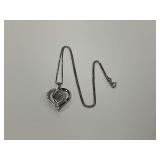 Sterling Silver Heart Pendant Necklace with Cubic Zirconia