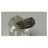 10K Gold Diamond Ring, Size 7