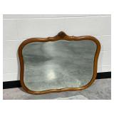 Wooden Wall Mirror with Carved Crest