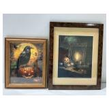 (2) Framed Halloween Theme Prints