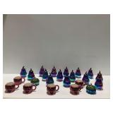 Halloween Decor with Iridescent Pumpkins and Skull Mugs