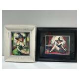 (2) Framed Witch Pinup Girl Prints by Harker