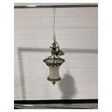 Hanging Light Fixture with Mottled Glass Shade
