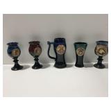 (5) Banner Oak Pottery Ceramic Goblets and Mugs
