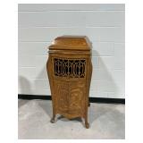Wooden Phonograph Cabinet with Fretwork Grille and Key...Cabinet Only