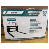 2026 Unused Mower King Skid Steer Pallet Forks ... You are bidding on one frame & 2 Forks ... Adjustable, Quick Attach, 4,000lbs Rating, 352lbs,4×1.4×50
