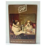 1974 Schlitz Beer Advertising Sign Featuring Dogs Smoking Cigars