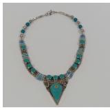 Howlite and Tibetan Silver Metal Collar Necklace
