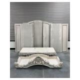 Project Furniture. Unassembled Wooden Wardrobe Parts and Platform Base