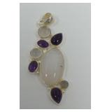 Multi-Stone Pendant with Amethyst and Quartz in Silver
