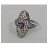 Sterling Silver Amethyst Ring Size 8