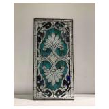 Stained Glass Panel with Floral and Scroll Motifs