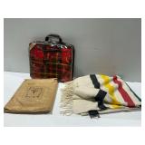 Vintage Pendleton Blanket, Faribault Pak-A-Robe, and Colonial May Basket Quilt Pattern Lot