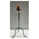Wrought Iron Pillar Candleholder with 4 Connected Rings