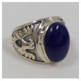 Size 14 Sterling Silver Lapis Lazuli Ring