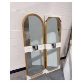 Pair of Threshold Pine Finish Arch Mirrors