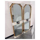 (2) Threshold Arched Floor Mirrors with Pine Finish Frames