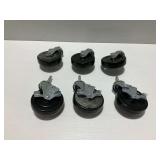 (6) Casters with Threaded Stems and Brakes
