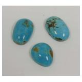 (3) Natural Patagonia Turquoise Cabochons Totaling 28.5 Carats