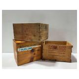 (3) Wooden Shipping Crates with Printed Advertisements
