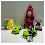 Winter Sports Equipment with Snowshoes and Snow Tube