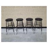 (4) Uline Black Metal Shop Stools with Padded Seats