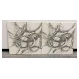 Pair of Abstract Wall Art on Canvas.