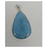 Teardrop Blue Howlite Pendant in Silver Setting
