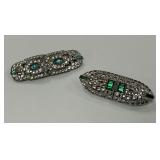 (2) Art Deco Dress Clip Brooches Including Coro Duette