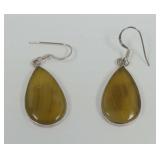 Sterling Silver Drop Earrings with Orca Agate Stones